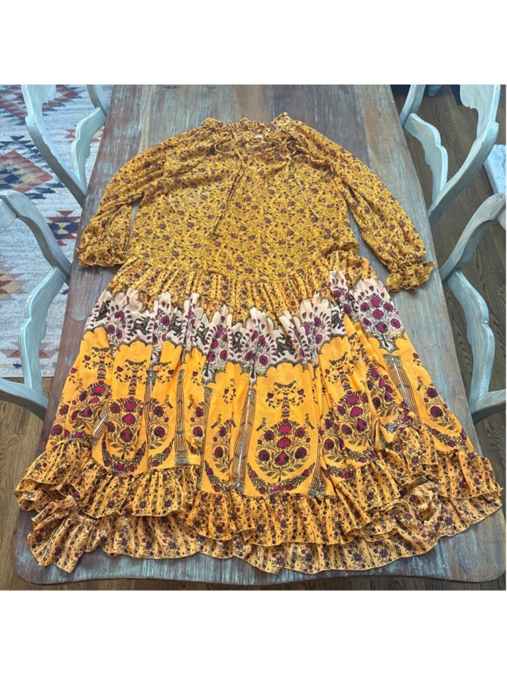 Free People Feelin’ Groovy Maxi Dress Small Yellow Fuchsia Floral